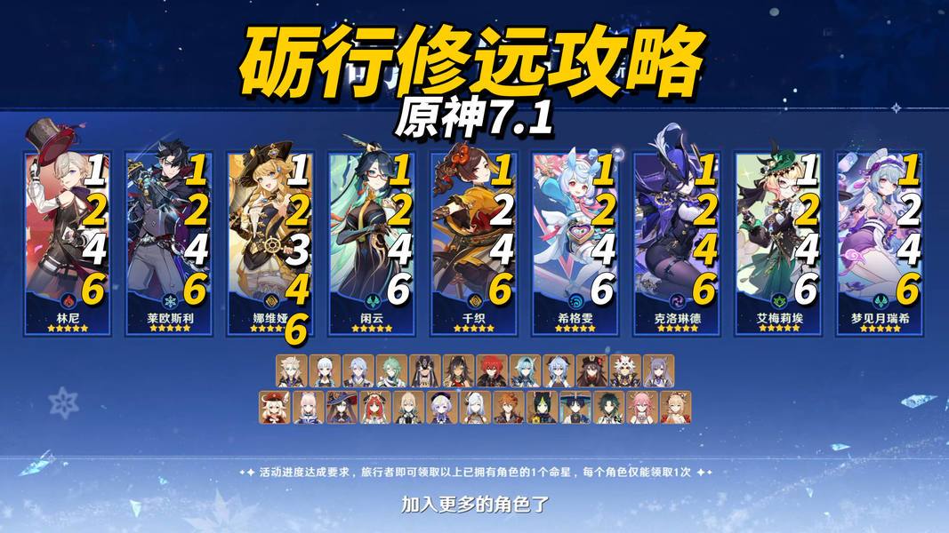 原神V7.1版本全新命座自选活动“砺行修远”选择推荐