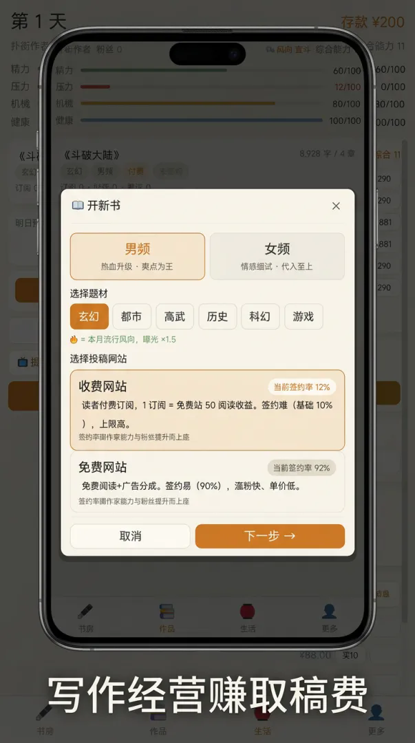 网文作者模拟器截图2